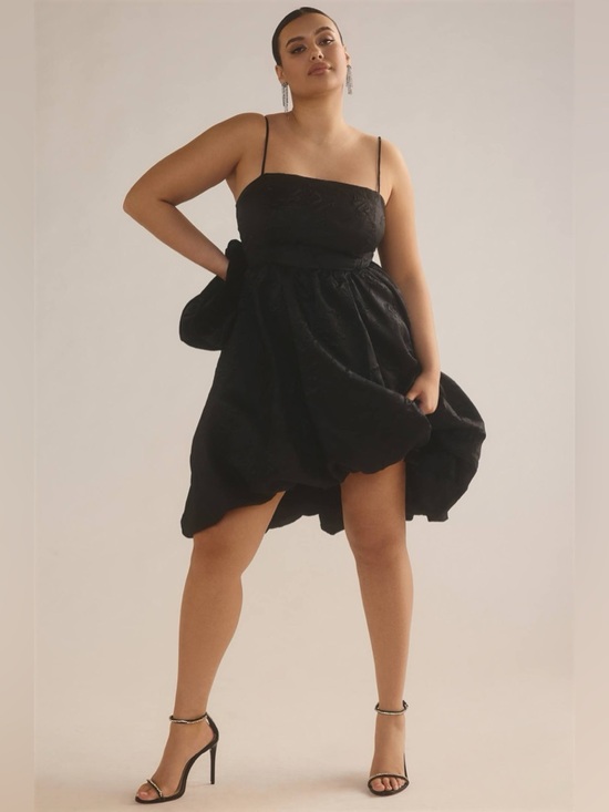 Anthropologie Dresses & Skirts - Anthropology Black Spaghetti Strap Jacquard Bubble Dress 16w